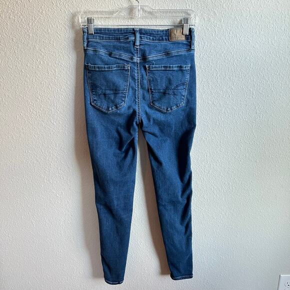 American Eagle High Rise Jegging Jeans Womens 2 Short Medium Wash Stretch Skinny - Picture 3 of 8